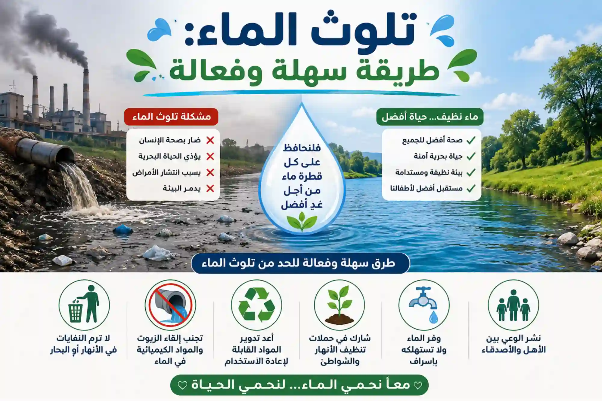 تلوث الماء: طريقة سهلة وفعالة