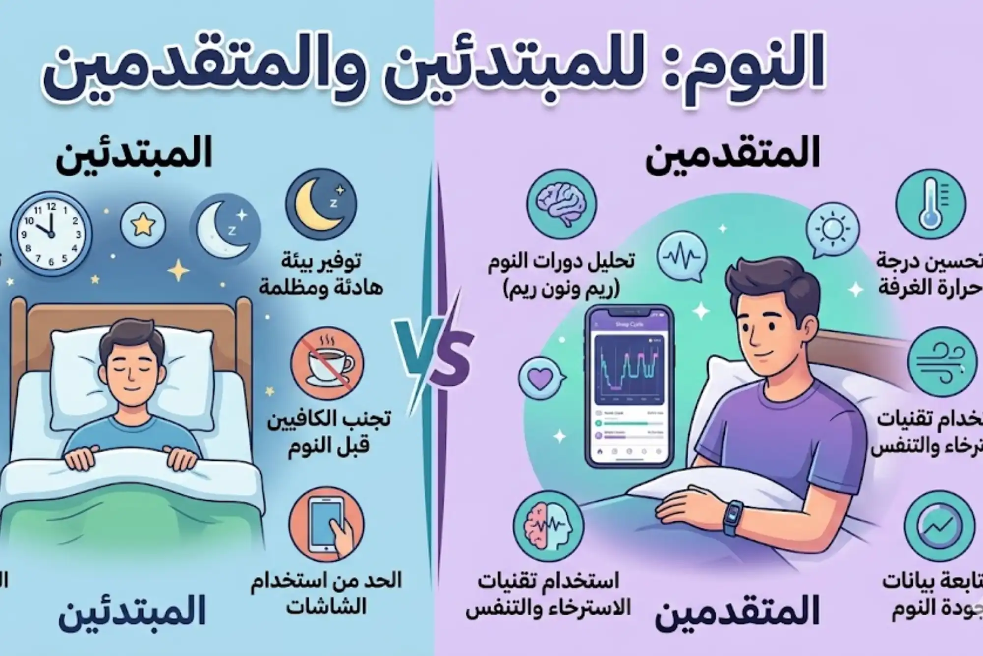 النوم للمبتدئين والمتقدمين