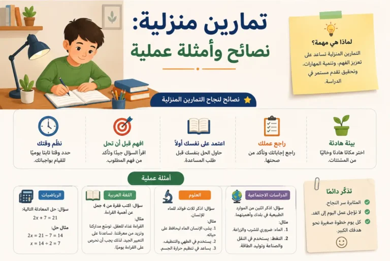 تمارين منزلية نصائح وأمثلة عملية